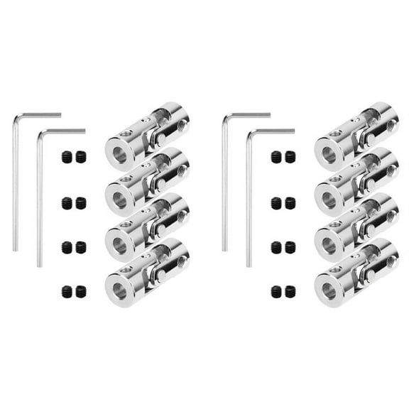8 Packs 4mm to 4mm Steel Universal Joint Cardan Coupling Connector, Rotatable Model DIY Motor Shaft Fitting Accessory