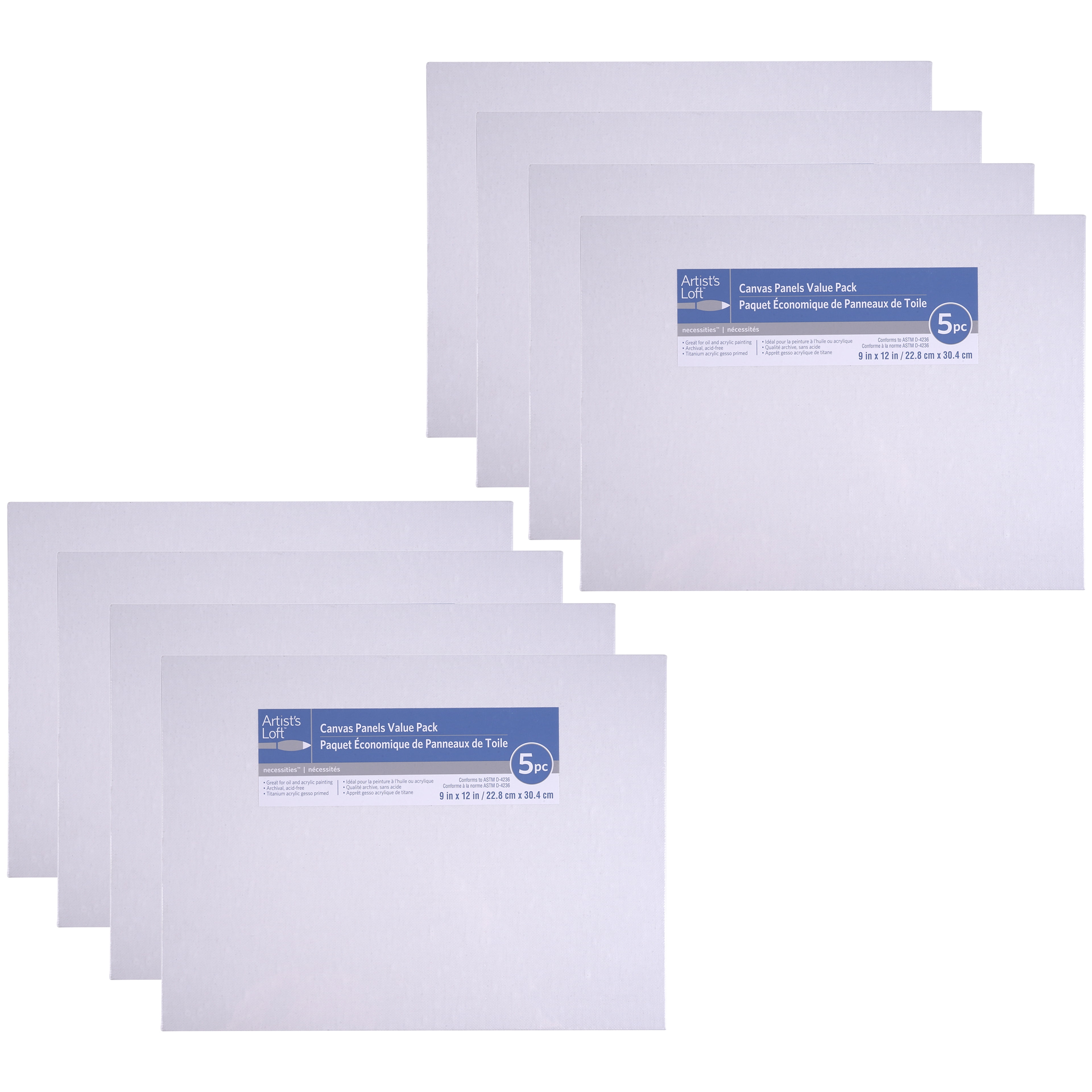 8 Packs: 5 ct. (40 total) 9" x 12" Value Pack Canvas Panel by Artist's Loft Necessities