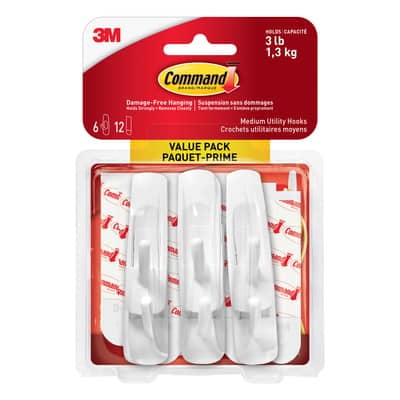 Command Medium White Utility Hooks, 8 Packs: 6 ct. (48 total)