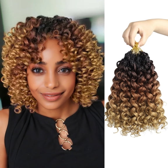 8 Packs 8 inch GoGo Curl Crochet Hair Pre Looped, Pre Twisted Short Curly Crochet Hair for Black Women, Ocean Deep Water Wave Beach Braiding Hair (1B-30-27)