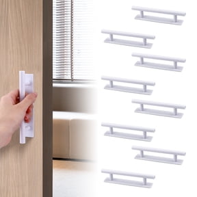 8 Packs Adhesive Cabinet Handles Self Stick Drawer, ABS Plastic Peel and Stick Handles for Cabinets, No Drilling Design Adhesive Drawer Pulls for Wardrobe Closet Window (White)