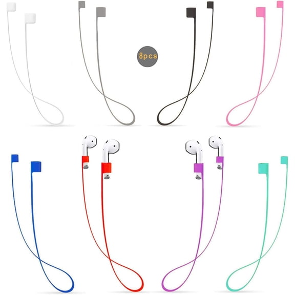 8 Packs Airpods Strap String Lanyard Anti-Lost Leash Rope Cord, Fashion Colorful Soft -Friendly Around Earphone, Compatible for Airpods Pro 3/2/1 (8Pcs)