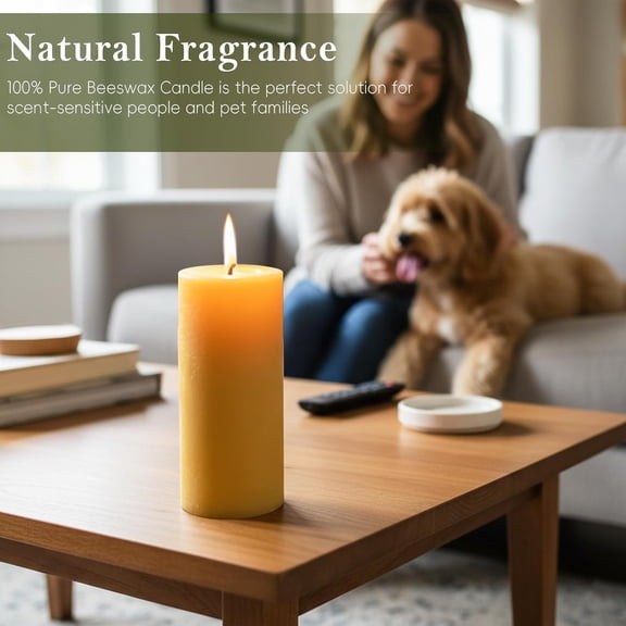 8 Packs Beeswax Candles, 2x5 Inch Natural Beeswax Pillar Candles, 400-Hour Total Long Burn Time, Organic Emergency Candle for Home Decor, Gift Sending, Smokeless & Dripless