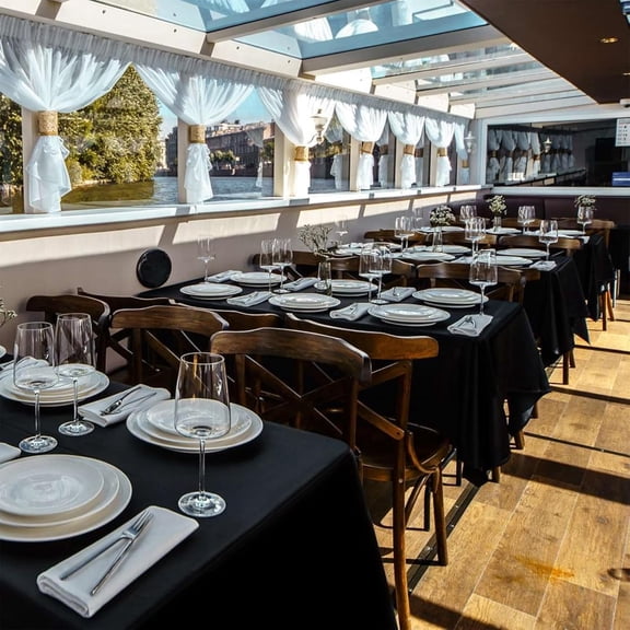 8 Packs Black Tablecloths 60x102 Inch Rectangular Table Cloths for 6 Foot Rectangle Tables