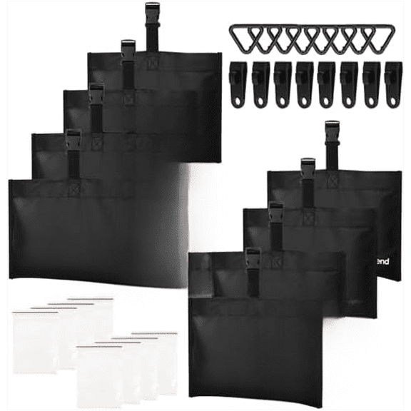 8 Packs Boat Cover Sand Bag Mooring Kit, 600D Marine Grade Polyester Canvas with Tarp Clip Accessories$$