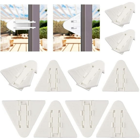 8 Packs Clear Sliding Door Lock, Child Safety Lock for Slide Glass Door, Patio Door, Window Security Bar, Keyless Jammer Stopper, Baby Proofing Child Proof Kids Safety Transparent Home Security