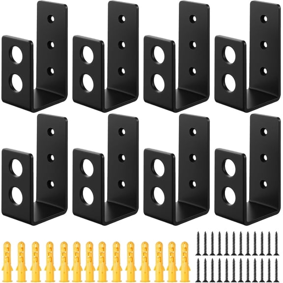 8 Packs Door Barricade Brackets, Open Bar Holder U Bracket with Screws and Anchors, Heavy Duty Security Holder Bracket Stopper Tool Hanger for Barn, Shed, Garage Doors, Fits 2x4 Boards
