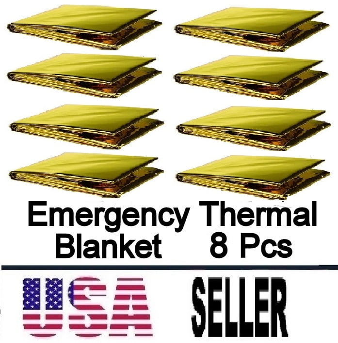 8 Packs Emergency Mylar Thermal Blanket for Survival First Aid Kits Army Outdoors Hiking Camping