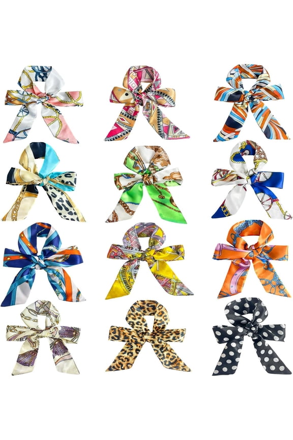 8 Packs Fashion Narrow Handbag Handle Wrap Ribbon Neckerchief Scarf for Women