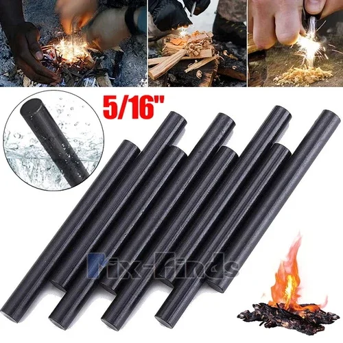 8 Packs Ferrocerium 5/16" Flint Fire Starter Survival Magnesium Rods for Camping