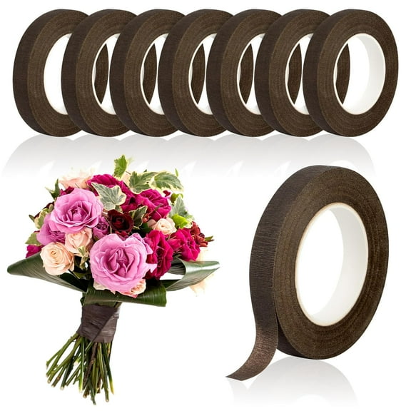 8 Packs Floral Tape, 1/2" Wide Flower Tape, Brown Floral Tape for Fresh Flowers, Adhesive Florist Tape for Floral Crafts, Bouquet Floral Arranging Stem Wrapping, Wedding Bouquet, 30Yard