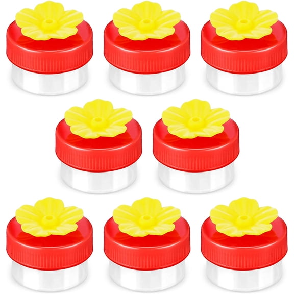 8 Packs Handheld Hummingbird Feeders Window Hummingbird Feeder with Perch Plastic Flower Finger Mini Hand Feeding Tools for Outdoor Supplies(Clear Bottom)