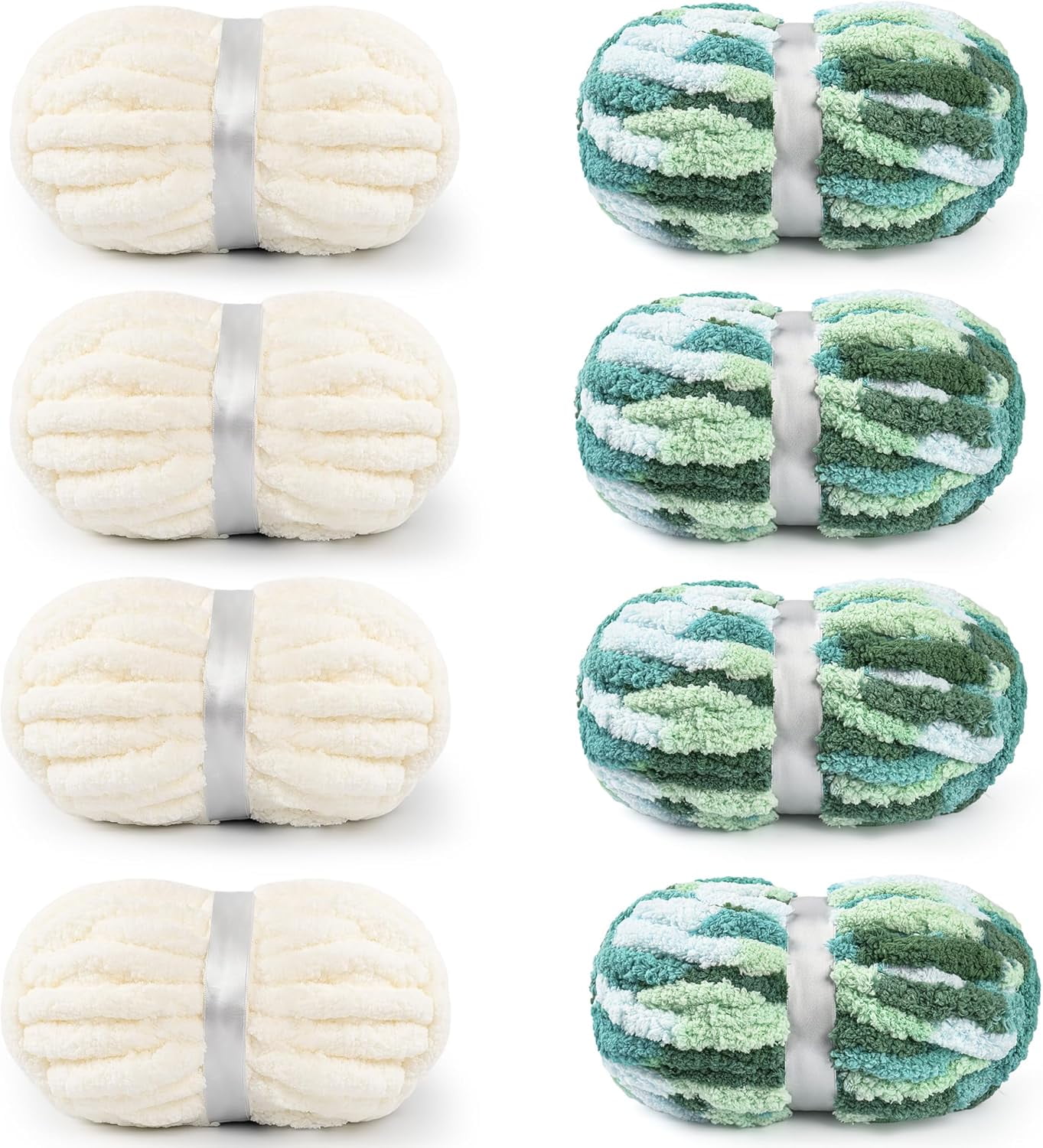 8 Packs Jumbo Chenille Chunky Yarn, 2045g (72oz) 245 Yards (224m