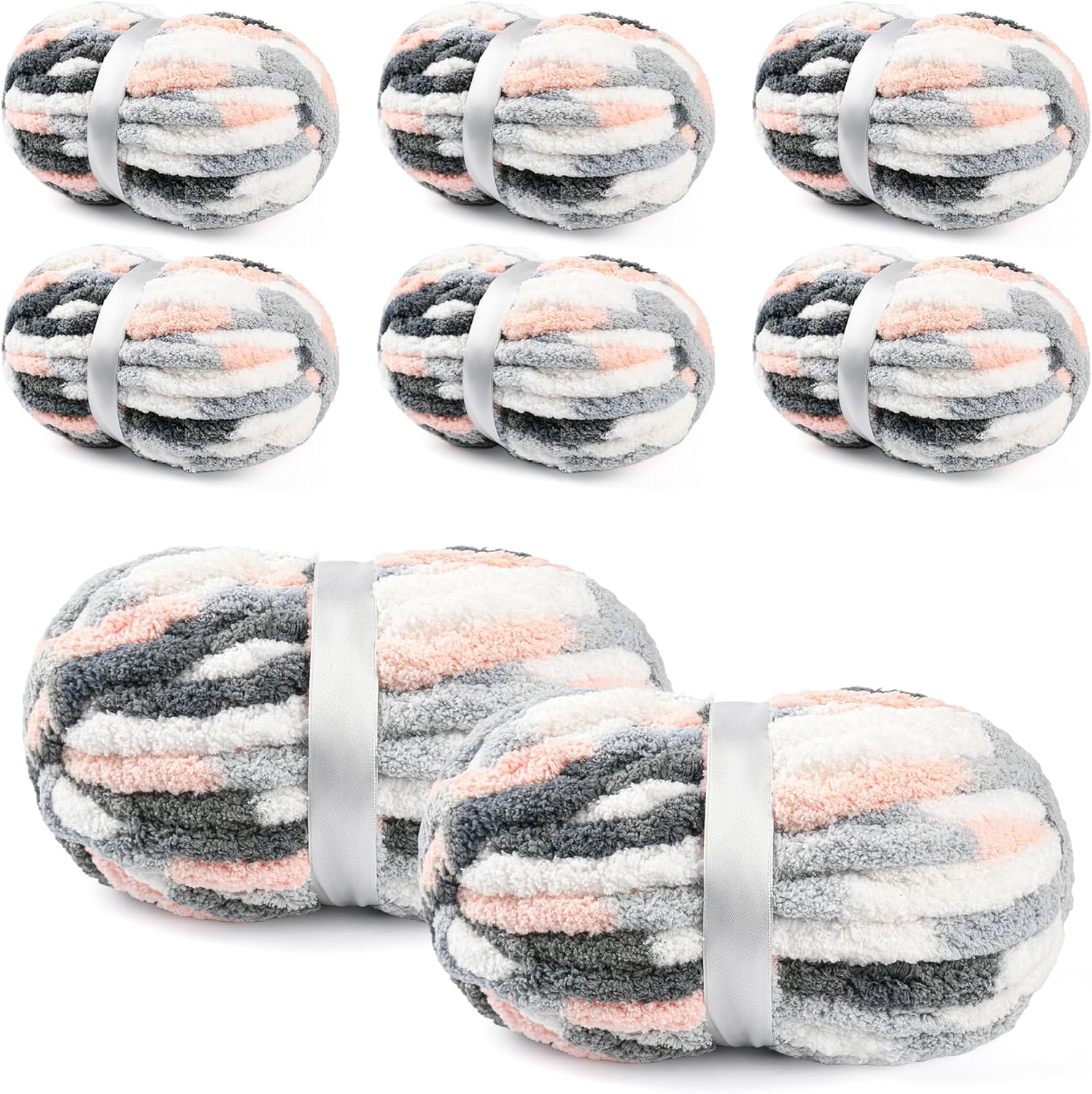 8 Packs Jumbo Chenille Chunky Yarn, 2045g (72oz) 245 Yards (224m