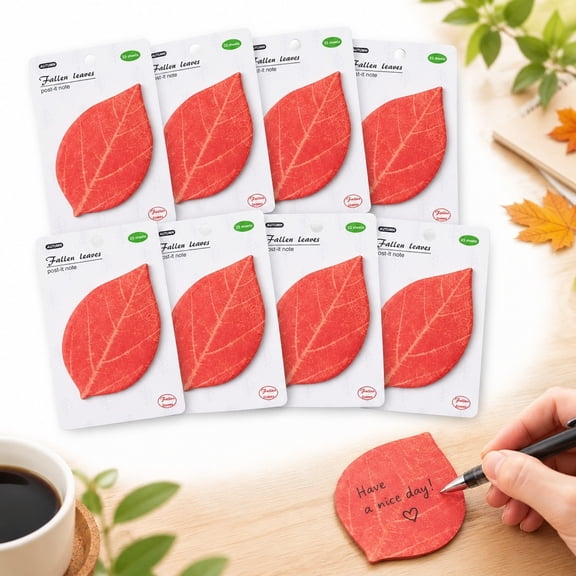 8 Packs Maple Leaf Sticky Notes 25 Sheets Each Autumn Colors Set