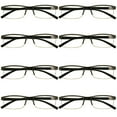 thumbnail image 1 of 8 Packs Mens Rectangle Half Frame Reading Glasses Blue Light Blocking Black Spring Hinge Readers +1.25, 1 of 5