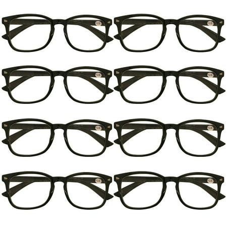 8 Packs Mens Womens Oval Round Frame Reading Glasses Blue Light Blocking Readers +2.25