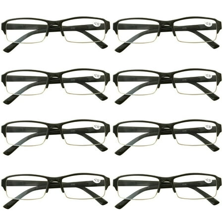 8 Packs Mens Womens Rectangle Half Frame Blue Light Blocking Reading Glasses Spring Hinge Readers +1.00
