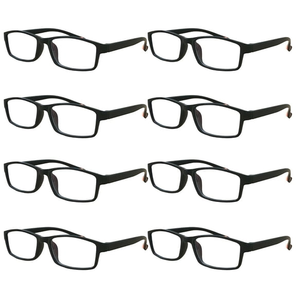 8 Packs Mens Womens Rectangle Reading Glasses Blue Light Blocking Readers +2.00