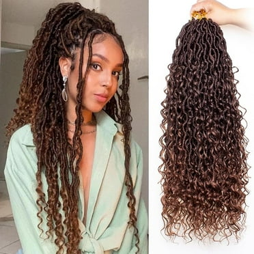 8 Packs Ombre Goddess Locs Crochet Hair 24 Inch Boho Faux Locs Croceht Braids, Ombre Boho Faux Locs Pre Looped Bohemian Locs Crochet Soft Locs With Curly Ends Hair Extension