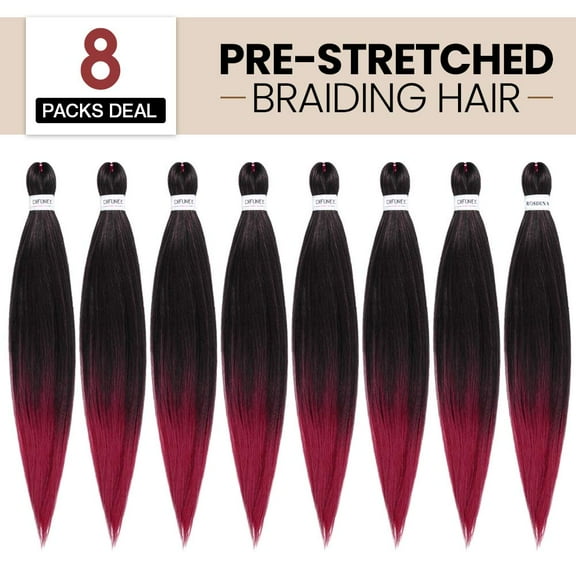 8 Packs Pre Stretched Braiding Hair 2 Tone Ombre Brown Braiding Hair for Braids Twist 20 Inch Itch Free Hot Water Setting Yaki Texture Synthetic Hair Extension(T1B/30#)