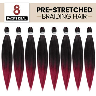 Ombre Pre Stretched Braiding Hair, 36 inch 4 Tones Kanekalon Braid Hair Extensions, 8 Packs Multi Color Blend Braiding Hair Pre-stretched, Crochet