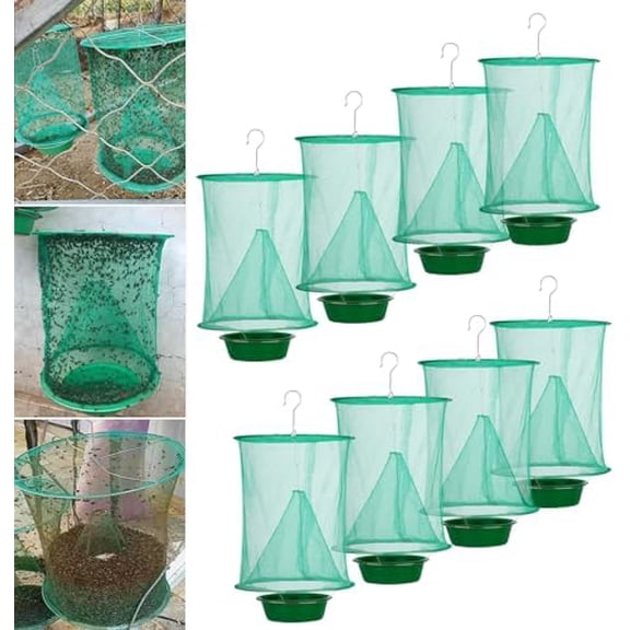 8 Packs Ranch Fly Trap - Fly Traps Outdoor Hanging 2024 Upgraded Fly Catcher,Stable Fly Trap Fly Bag Reusable Fly Traps Pest Fly Control for Family Farm Park Orchard Garden$$Garden &