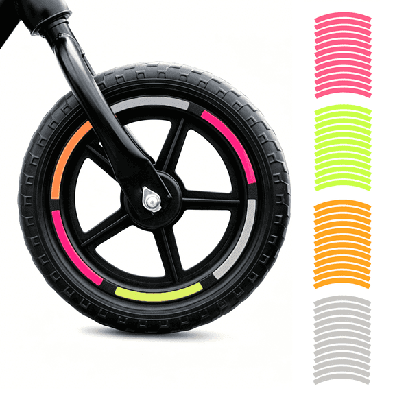 8 Packs Reflective Cycling Stickers,Night Luminous Night Ride Safety Durable Waterproof Sunscreen Antifreeze Wheel Rim Tape Sports Reflectors for Bikes/Scooters/Balance Bikes