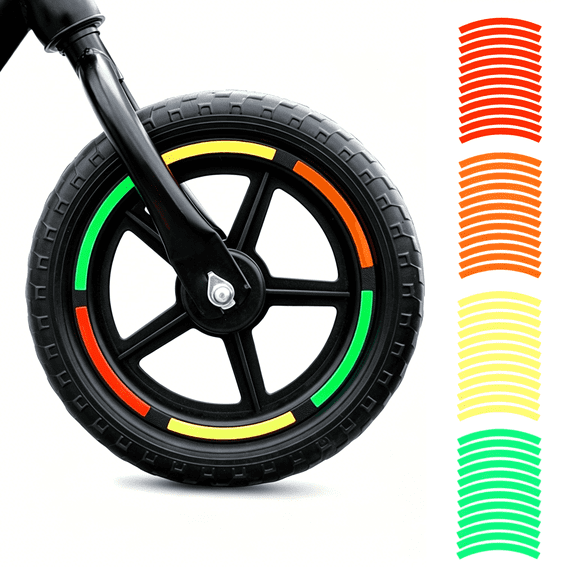 8 Packs Reflective Cycling Stickers,Night Luminous Night Ride Safety Durable Waterproof Sunscreen Antifreeze Wheel Rim Tape Sports Reflectors for Bikes/Scooters/Balance Bikes