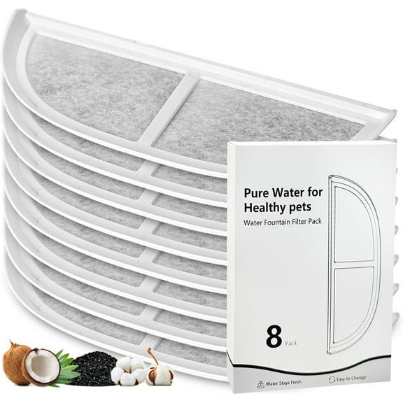 8 Packs Replacement Pet Water Fountain filter,Activated Carbon Filter Compatible with Eufy Pet Water Fountain for Dogs and Cats
