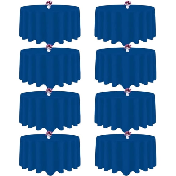 8 Packs Round Tablecloth 90 Inch Royal Blue Tablecloth for Circle Tables, Washable Polyester Fabric Table Cloth, Wrinkle Resistant Table Cloth Round Cover for Wedding Party Banquet Dining