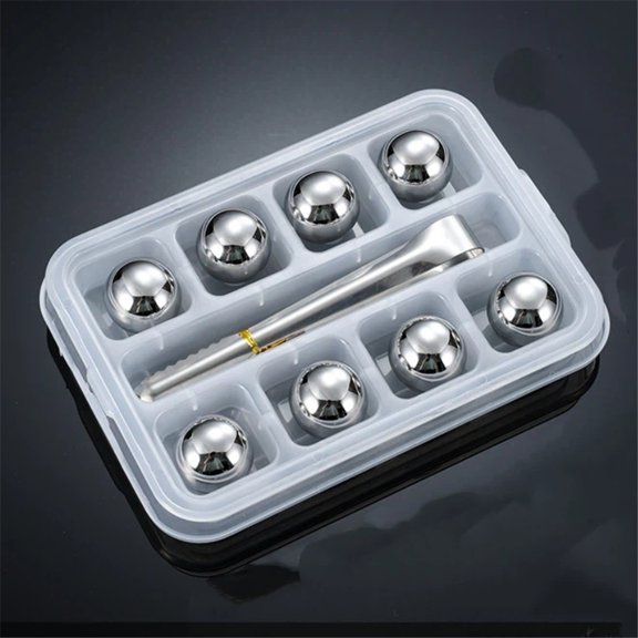 8 Packs Stainless Steel Chilling Rocks, Reusable Ice Cube for Drinking, Cool Birthday Gift for Men Dad, , Beer Lover, Beverage, New Year Stainless steel circular ice hockey