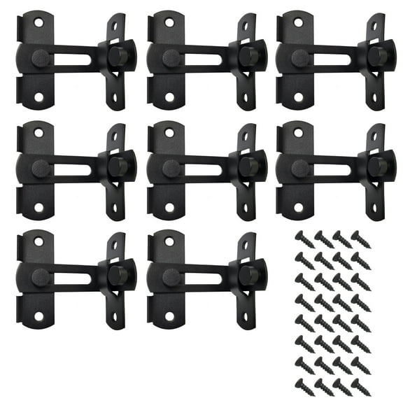 8 Packs Stainless Steel Flip Gate Latch Security Door Latch Lock for Barn Door/Pet Door/Bathroom/Cabinet Closet/Window/Sliding Door Latch Black