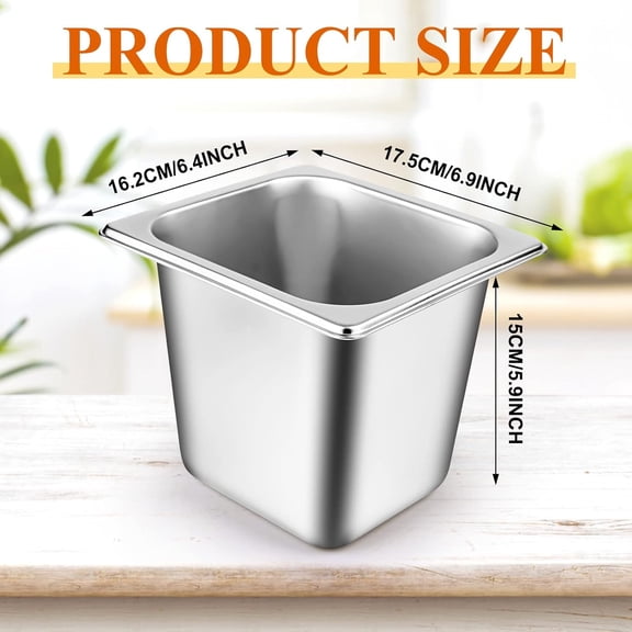 8 Packs Stainless Steel Hotel Pans 1/6 Size x 6" Deep Steam Table Pan with Lids Commercial Food Storage Containers Stackable Metal Steamer Pan Anti-Jam Hotel Pan Restaurant Warm Pans for Buffet Party