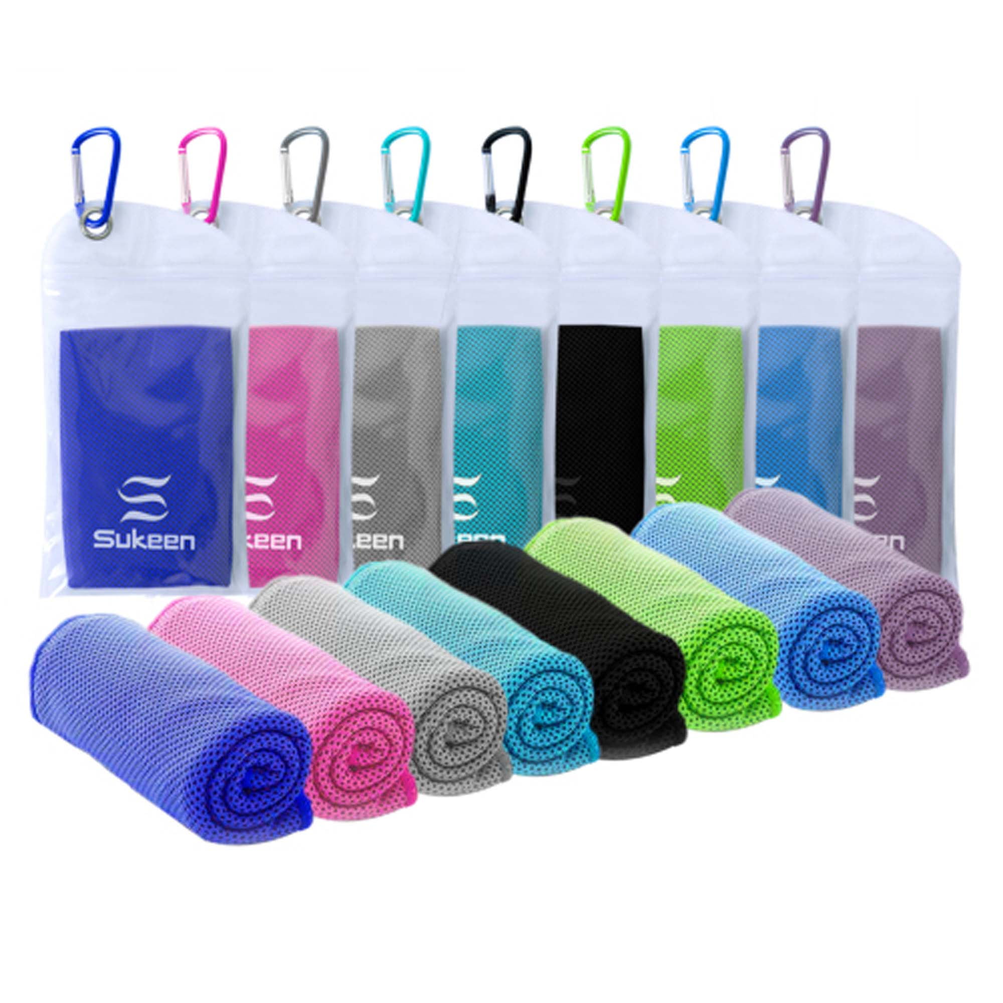 "Sukeen 8Pack Cooling Towels (40""x12""), Soft, Breathable, Instant