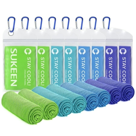 8 Packs Sukeen Cooling Towel,(40"x12") Instant Cooling Towels for Neck, Ice Towels Microfiber Towels for Sports Gym Fitness Yoga Jogging Running & Outdoor Activities