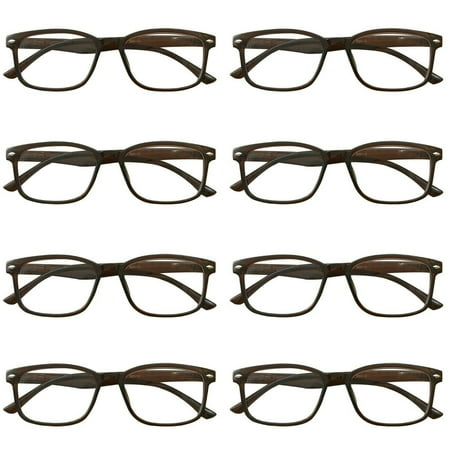 8 Packs Womens Square Frame Blue Light Blocking Computer Reading Glasses Classic Style Readers +4.00