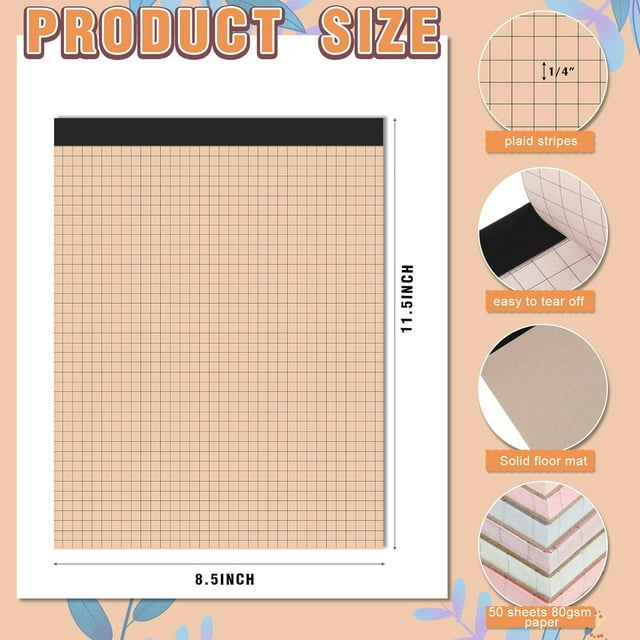 8 Pads 8.5 X 11 Inch Quad Legal Notepads Colored Graph Paper 4 Squares