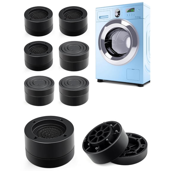 8 Pads Anti Vibration Pads for Washing Machine, Washing Machine Mats for Bottom of Washer, Foot Pads with Ground Grip Non Slip Heighten, Shock Noise Canceling for Dryer Machine All Furniture