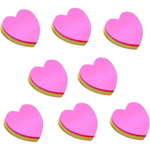 8 Pads Heart Shaped Note Pad Self-Sticky Note Memo Pad Adhesive Paper Post Notes$$Office