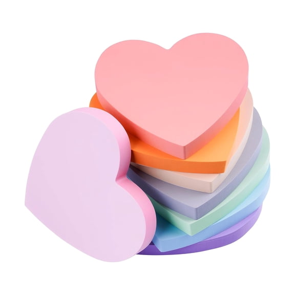 8 Pads Heart Shaped Sticky Notes, Multicolor Post It Notes, 640 Sheets Value Pack, Cute Memo Pads for Office and Home Supplies, Reminder Notes for Wall, Door, and Monitor, Multicolor