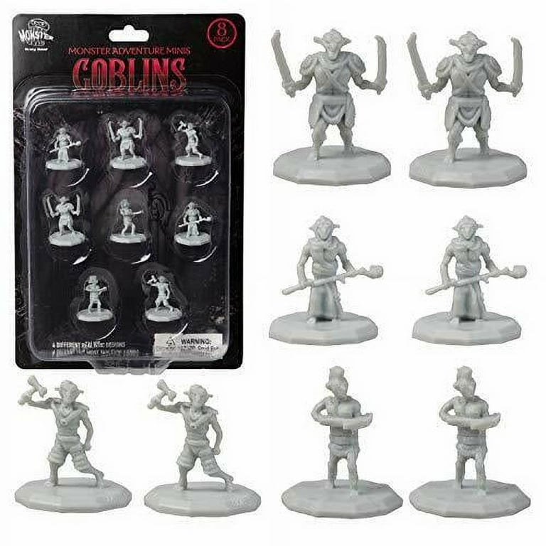 8 Paintable Fantasy Goblin Mini Figures- All Unique Designs- 1 Hex-Sized  Compatible with DND Dungeons and Dragons & Pathfinder and All RPG Tabletop