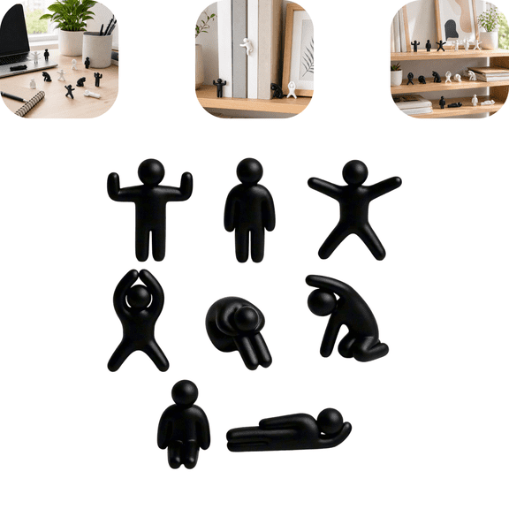 8 Paintable Meccha Chameleon 3D Printed Characters, Multiple Human Poses Blank Unpainted Mini Figure Custom Paint Figurines Multi-Pose Ornaments for Desktop Shelf Decor Black