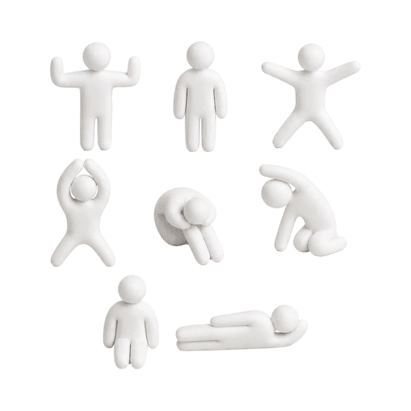 8 Paintable Meccha Chameleon 3D Printed Characters, Multiple Human Poses Matte White Custom Figure Mini Decor Statues DIY Paint Figurines for Shelf Indoor Aesthetic Decor White