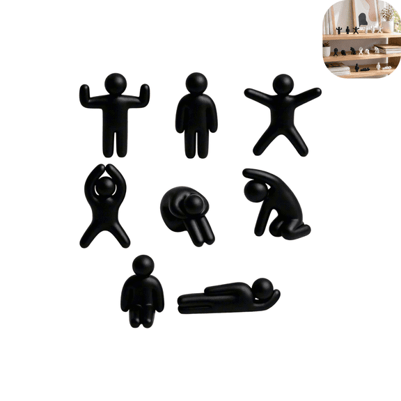 8 Paintable Meccha Chameleon 3D Printed Characters, Multiple Human Poses Small Blank Unpainted Figure Custom Paint Figurines Minimalist Mini Decor for Study Table Styling Black