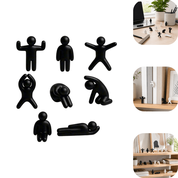 8 Paintable Meccha Chameleon 3D Printed Characters, Multiple Human Poses Unfinished Blank Figure Customizable Mini Figurines Novelty Present for Art Hobbyists Students Black