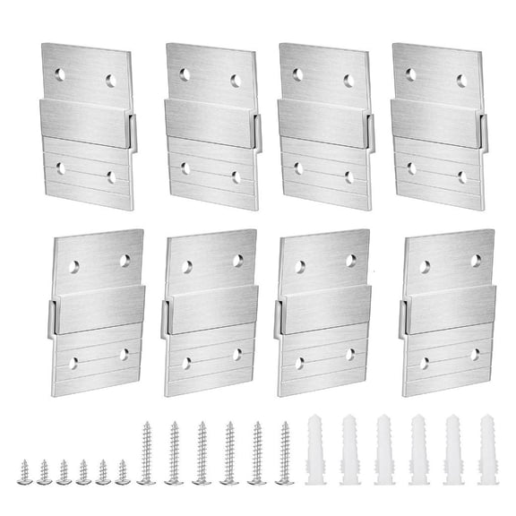 8 Pair Aluminum French Cleat Hangers Heavy Duty Brackets Simple Installation for Hanging Glass Shelves & Art Frames