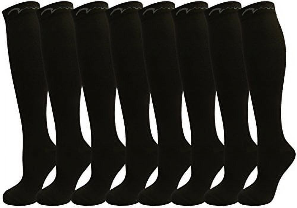 8 Pair Black Small/Medium Extra Soft Moderate Graduated Compression Socks 15-20 mmHg. Knee-High Mens & Womens comfort blend