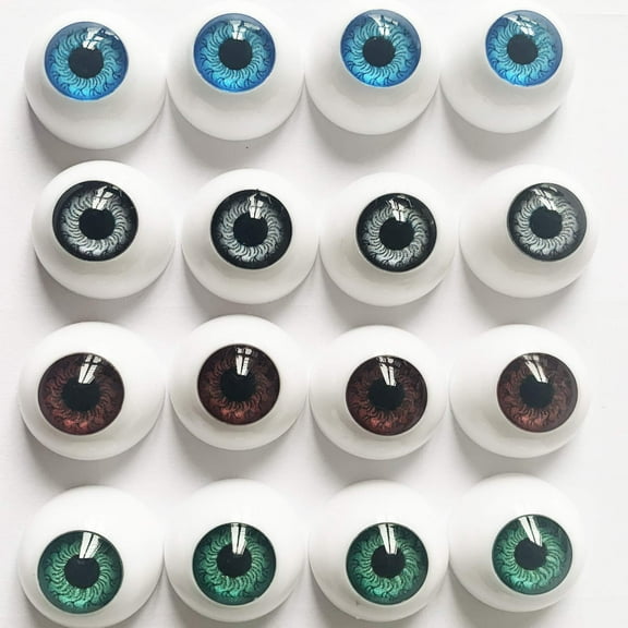 8 Pair Half Round Eyeballs 22mm - Realistic Acrylic Fake Eyes For Halloween Props, Dolls Crafts, Cosplay, And Party Decoration Compatible With The TPE And Silicone Doll's Eyes