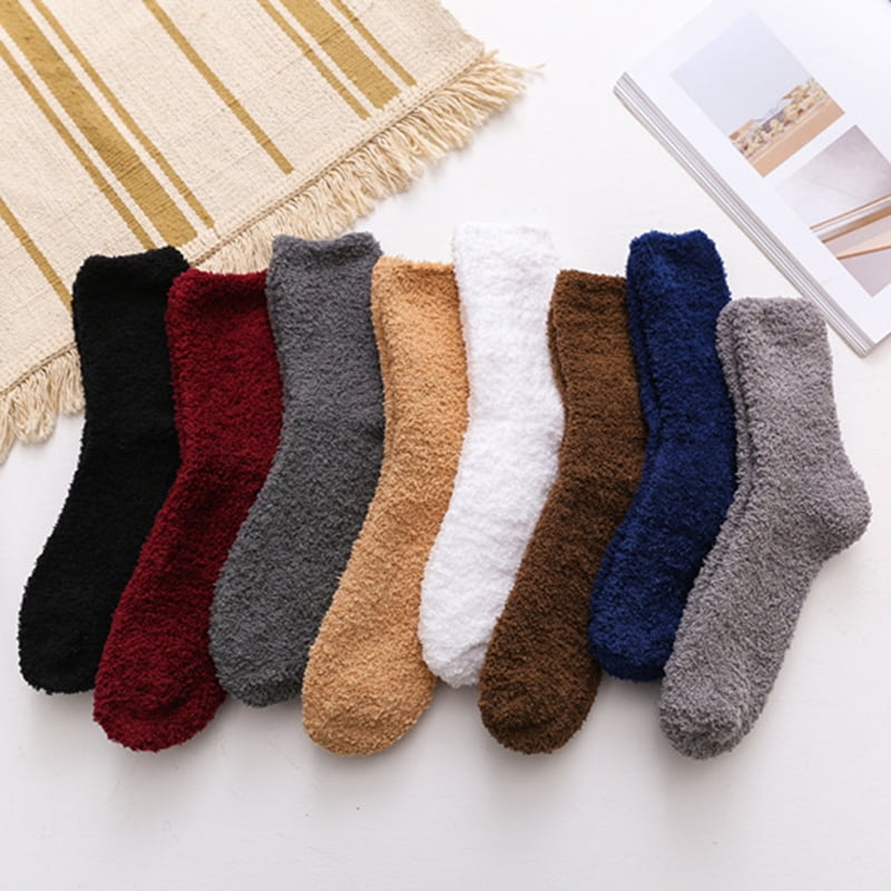 8 Pair Mens Fuzzy Socks Slipper Soft Fleece Cozy Fluffy Socks Christmas